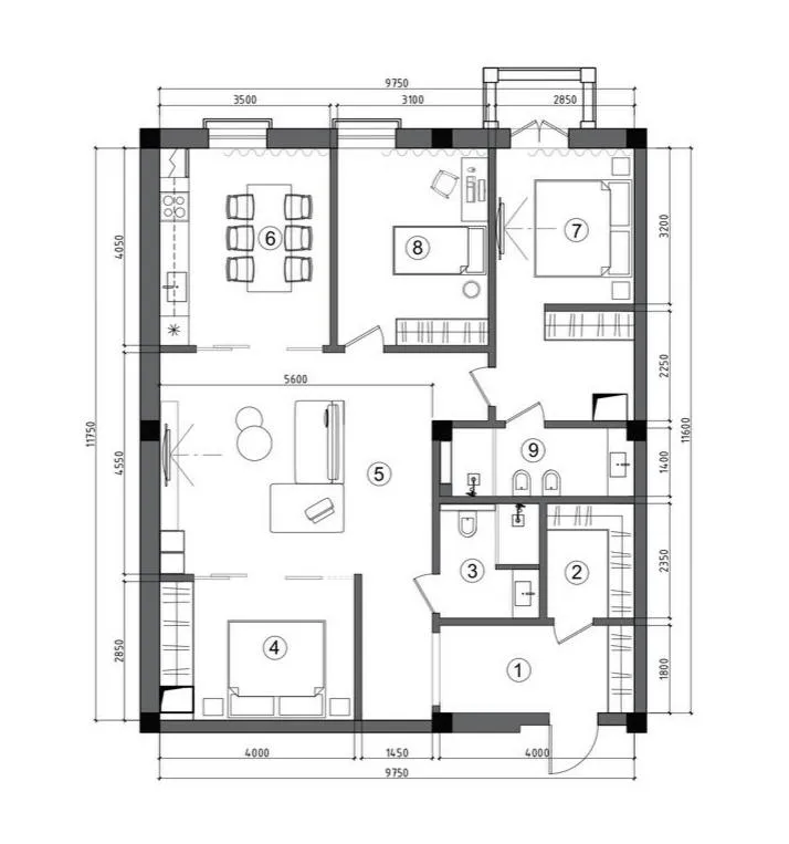 4-комнатная квартира, 113 м², 8/10, ЖК «Москва» (новостройка, коробка) — фото 5