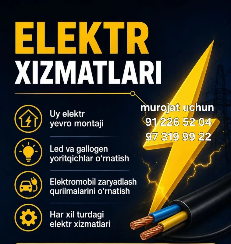 Elektr xizmati konditsaner urnatish xizmati mavjud 1