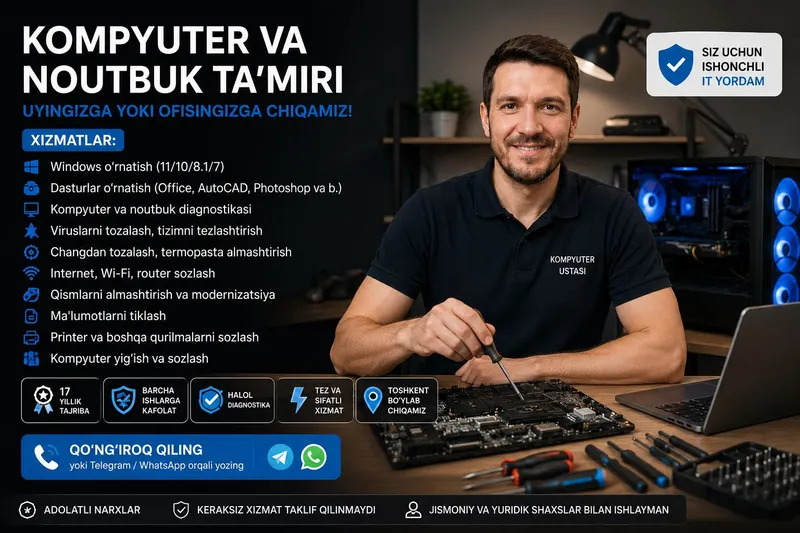 Kompyuter va noutbuk ta'miri | Windows o'rnatish