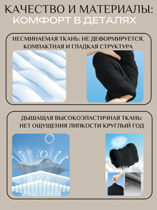 Автоподушка 2 в 1 под голову и поясницу. Вибромассаж, эффект памяти 3