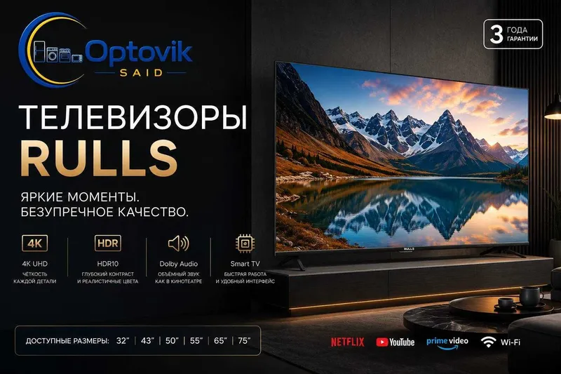 Rulls телевизор 75 диагональ QLED 4K ULTRA HD
