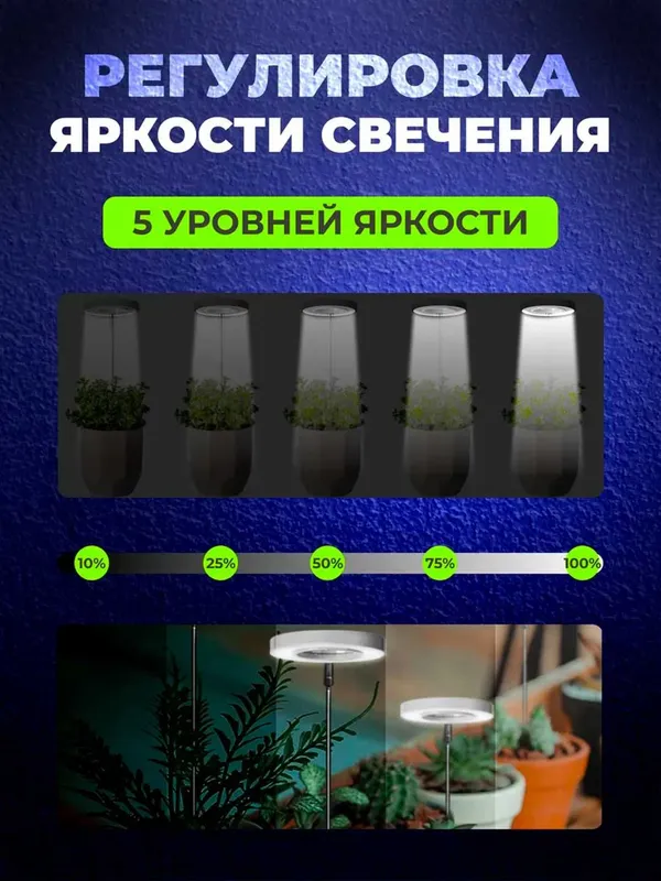 Фитолампа для растений. Полный спектр. С USB, таймером, на штативе — фото 2