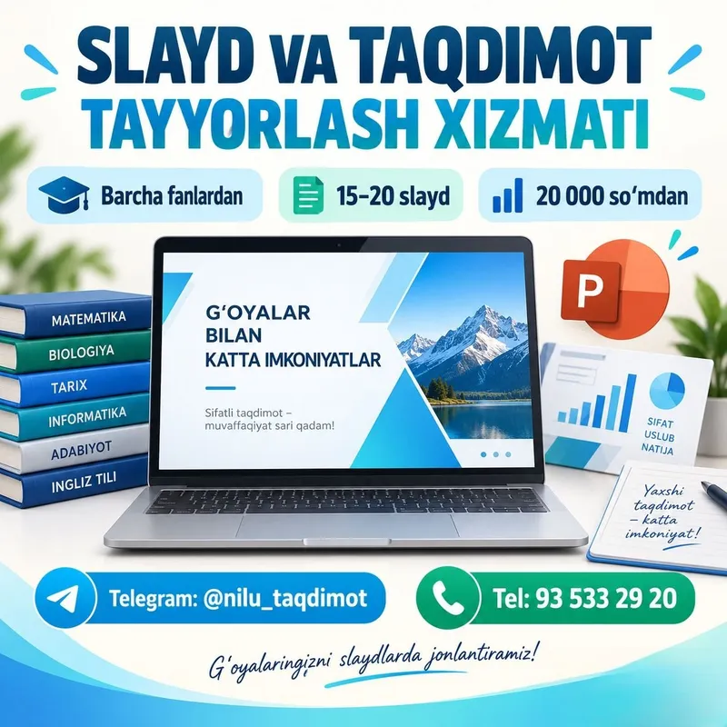 Slayd, prizintatsiya va taqdimot Slayd, prizintatsiya va taqdimot
