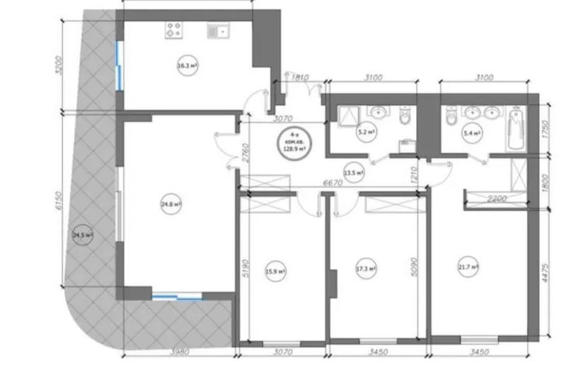 Продаётся 4-комнатная квартира в ЖК Infinity (коробка, без ремонта) 4