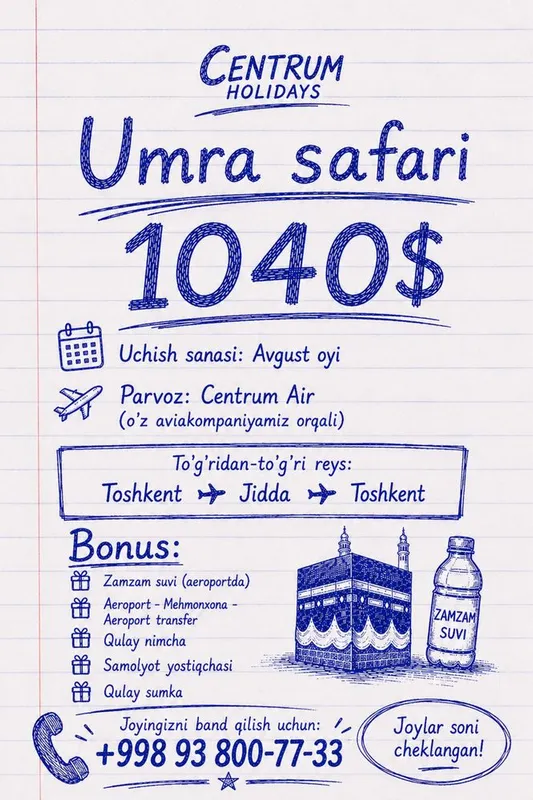 Litzenziyalangan va Ishonchli Umra Ziyorati - Centrum Holidays 1 Litzenziyalangan va Ishonchli Umra Ziyorati - Centrum Holidays 1