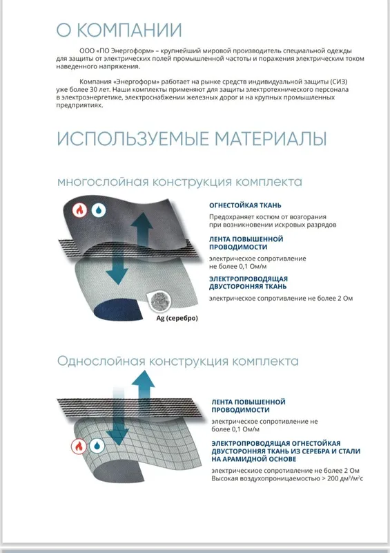 Костюм для защиты от поражения электрическим током наведенного напряже — фото 3