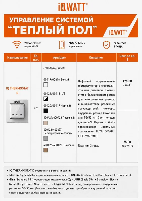 Терморегуляторы для Тёплого Пола IQWATT и CLIMATIQ — фото 2