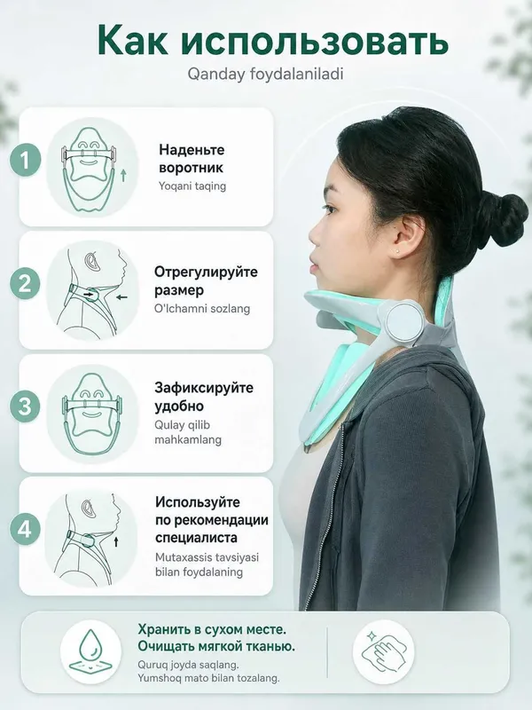Воротник для шеи и головы ортопедический, регулируемый фиксатор 2