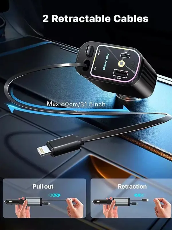 Starlight Retractable Car Charger 4-in-1 Avtomobil — фото 4