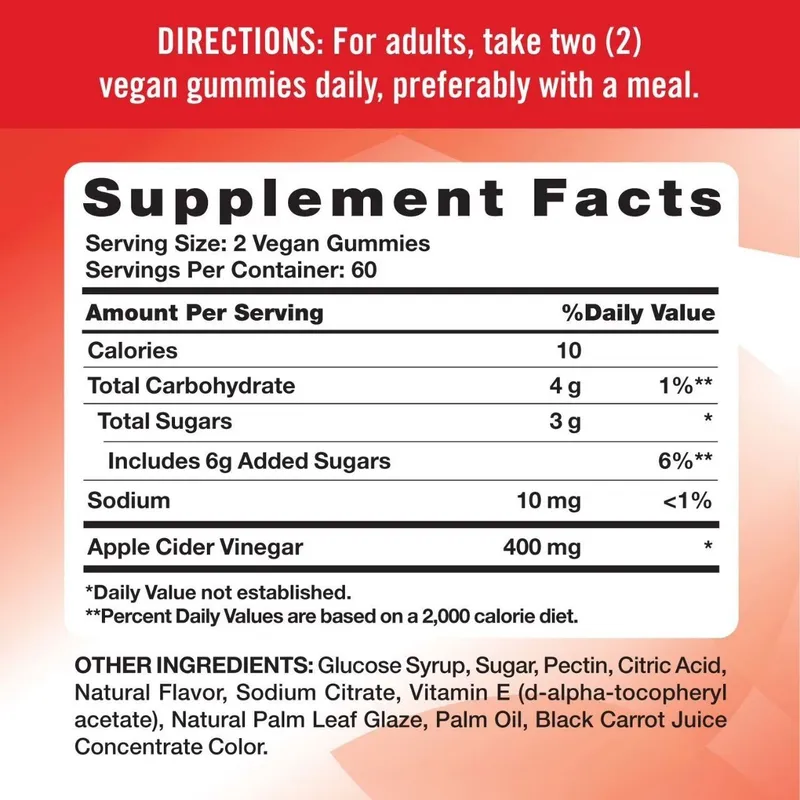 Яблочный Уксус.Apple Cider Vinegar 400 мг,халол.120 веган конфет — фото 2