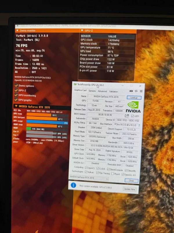 RTX 2070 8 GB - 256 BIT (EMTEK) Holati ideal alo darajada — фото 2