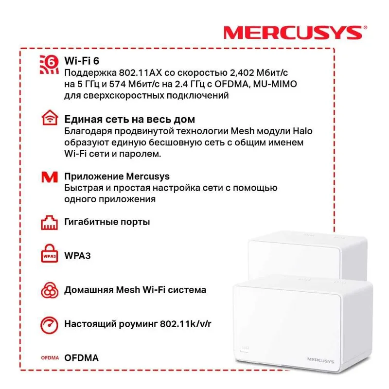 Mercusys Halo H80X AX3000 Whole Home Mesh WiFi 6 System — фото 2