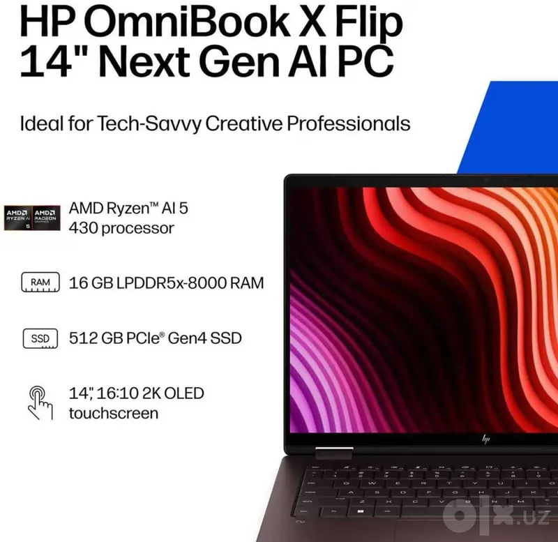 HP OmniBook X Flip 14-kc0013dx / Ryzen AI 5 430 / 16 ГБ / 512 ГБ / 14'' 2K OLED 6