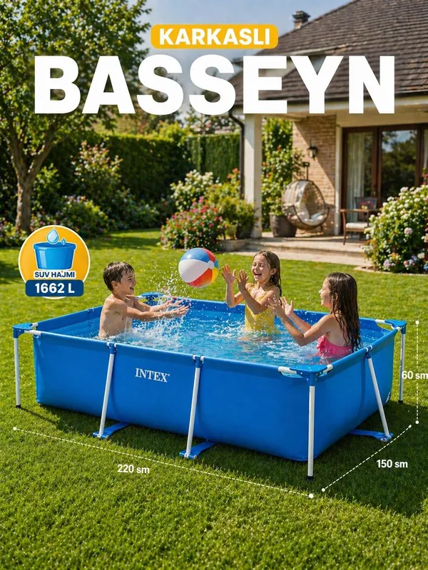 Karkasli basseyn Intex 220×150×60 sm, 1662L