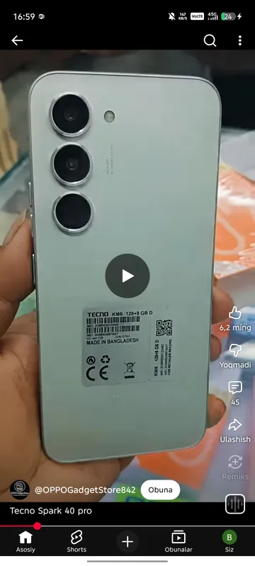 Techno Spark 40 Pro.128ga 8gb rangi rasmdagi — фото 1