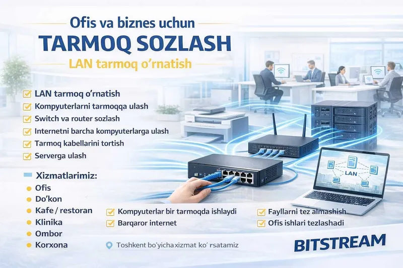 Kompyuter tarmog‘i o‘rnatish | Set o'rnatish | Ofis LAN tarmoq — фото 1