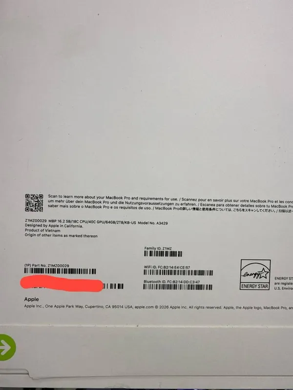 Macbook Pro 16 inch 64/2Tb m5 max