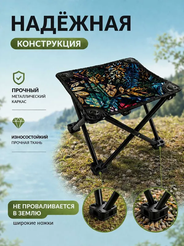 Стул складной туристический для похода садовый табурет для рыбалки — фото 1