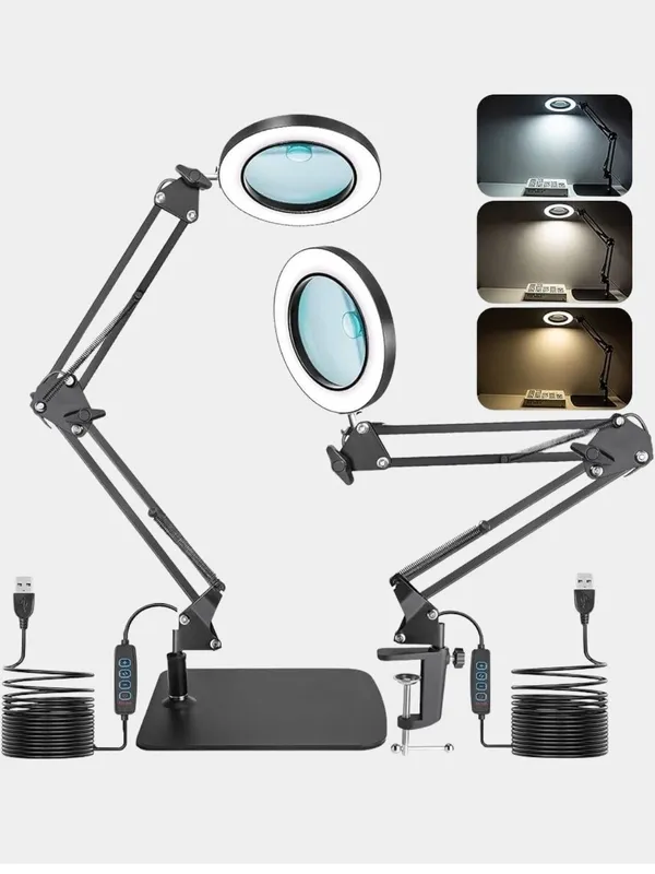 Lupa-lampa, metall korpusli lupa-lampa, uch xil yoritish, 110 mm linza 1
