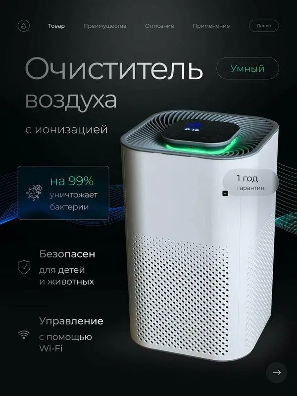 Очиститель ионизатор воздуха для дома, воздухоочиститель от пыли