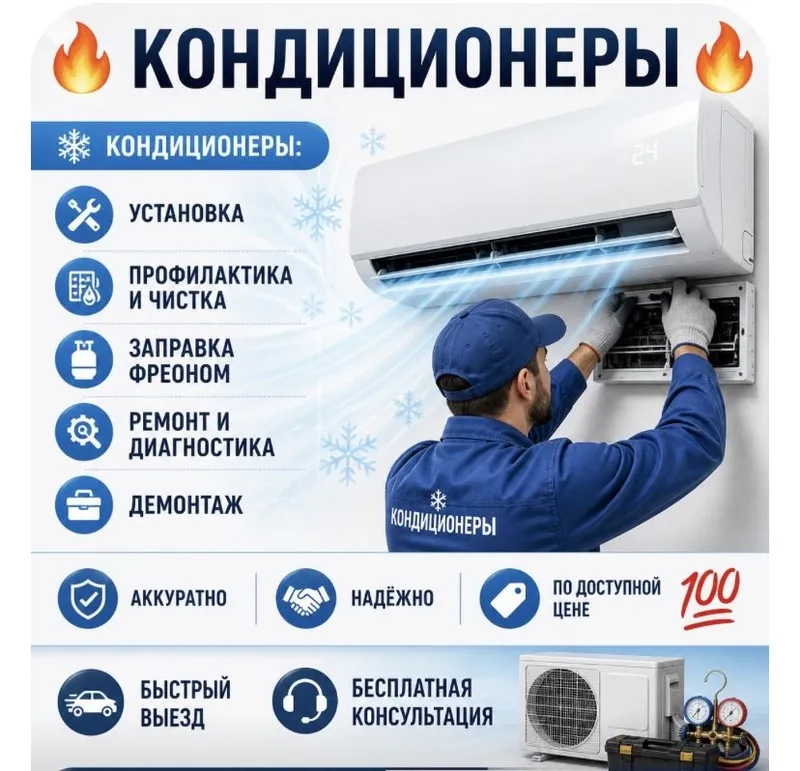 Кондиционеры , прафилактика , демонтаж ,установка
