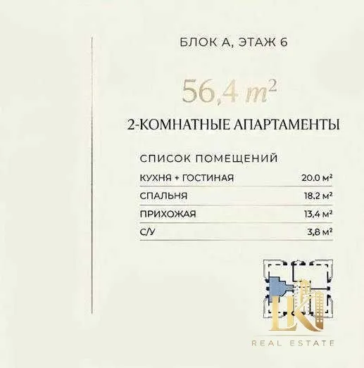 Продаётся 2-комнатная квартира в ЖК Sapphire Terrace 3