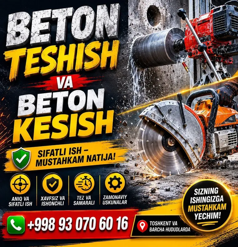 Beton teshish kesish xizmati