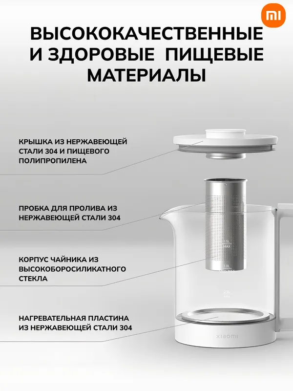 Электрочайник Xiaomi Multifunction Kettle, 800Вт, 11 температурных режимов, белый 5 Электрочайник Xiaomi Multifunction Kettle, 800Вт, 11 температурных режимов, белый 5