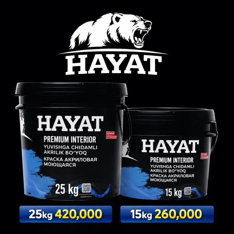 HAYAT emultsa kraska gruntovka barcha maxsulotlari mavjud 1