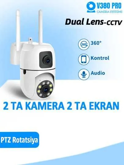 Wifi kamera ptz 2 kamera Наружная камера Wi-Fi PTZ V380PRO камера — фото 1