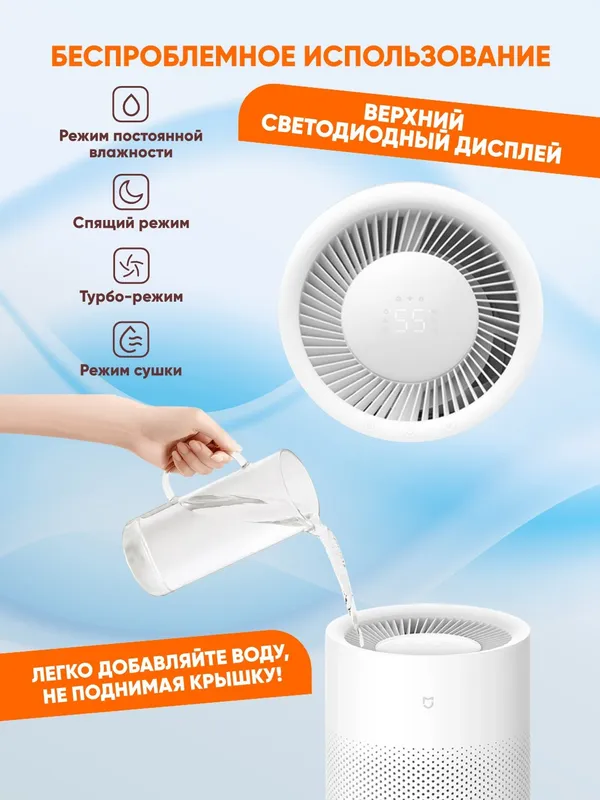 Умный увлажнитель воздуха Xiaomi Mijia Smart Evaporative Humidifier Pro 5 л, Bluetooth/Wi‑Fi — фото 2