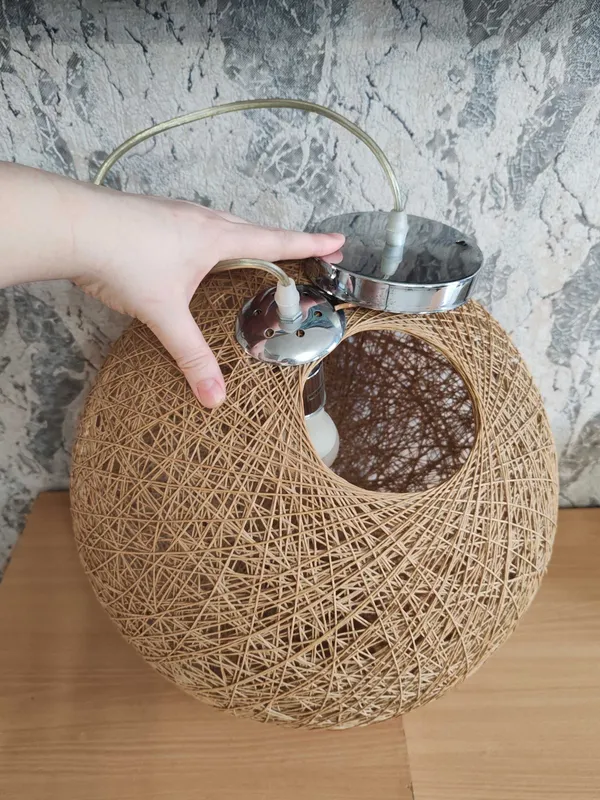 Люстра (светильник) Шар Плетёный, из ротанга — фото 1