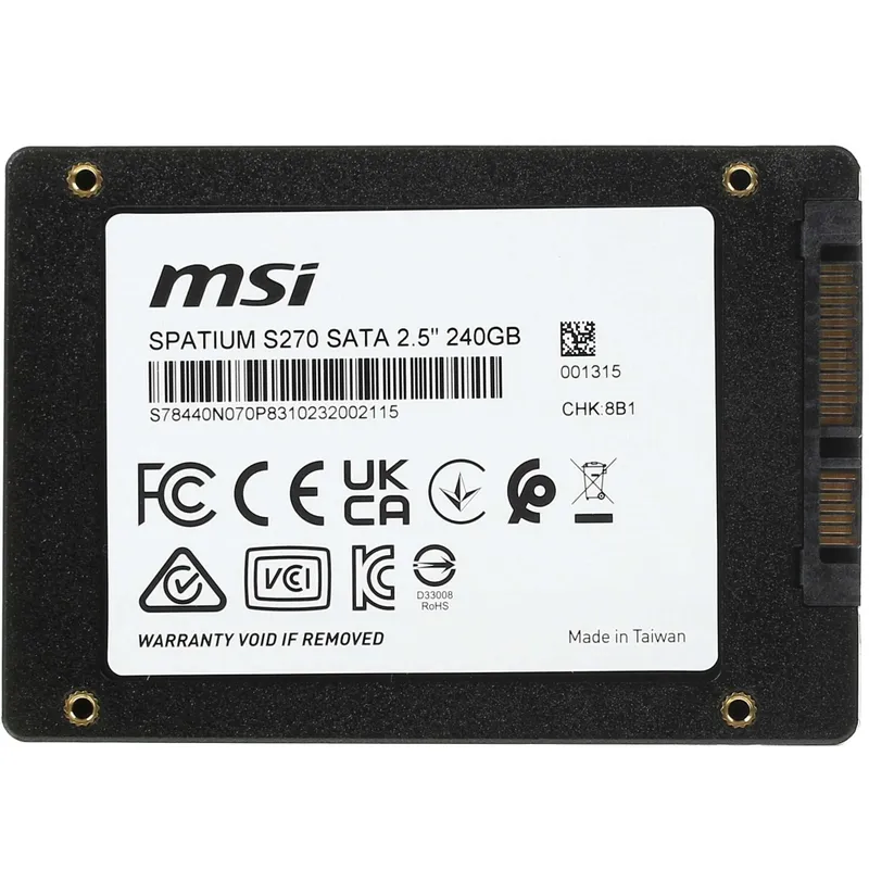 - Твердотельный накопитель SSD 240GB MSI SPATIUM S270 2.5" SATA III 2