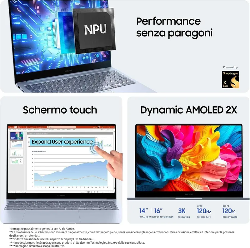 Samsung Galaxy Book4 AI, 14" Touch Snapdragon X Elite 80, 16GB 512GB 3 Samsung Galaxy Book4 AI, 14" Touch Snapdragon X Elite 80, 16GB 512GB 3