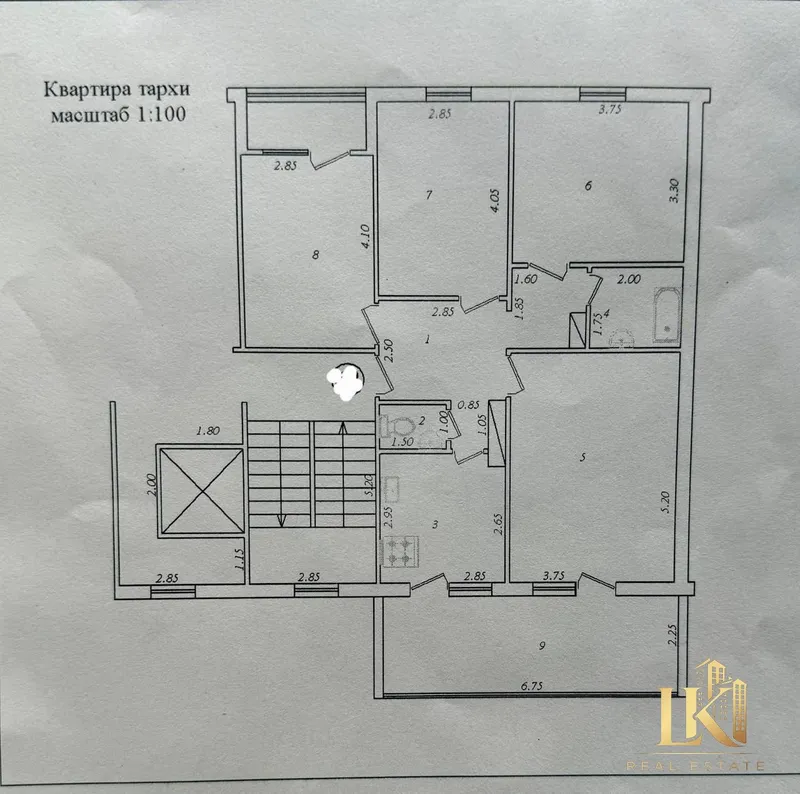 4 xonali kvartira sotiladi, 100 m², 8/9, ta’mirsiz 2