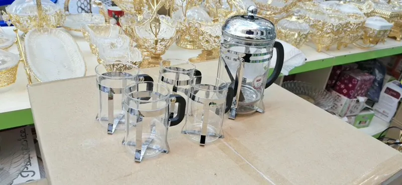 Porshinli choynak coffe va choy uchun 4ta bakallari va qoshiqcha bilan — фото 1