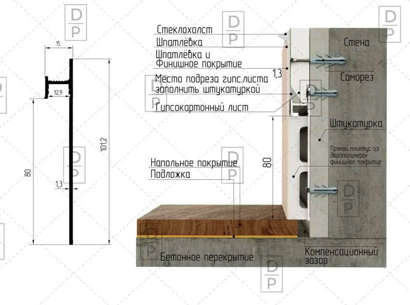 Теневые плинтусы в Ташкенте Плинтус Скрытого Монтажа Design & Profile! — фото 1