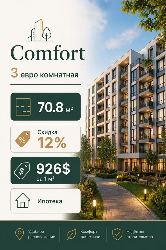 Класс "Comfort" 3 - евро комнатная квартира 1