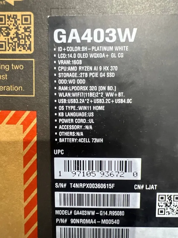 ASUS ROG Zephyrus G14 (Model GA403W / GA403WW)