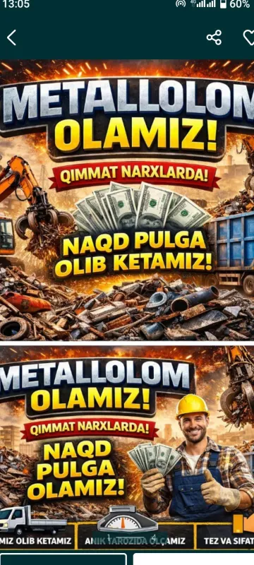 Metalom Makulatura olamiz qimat narxlarda..