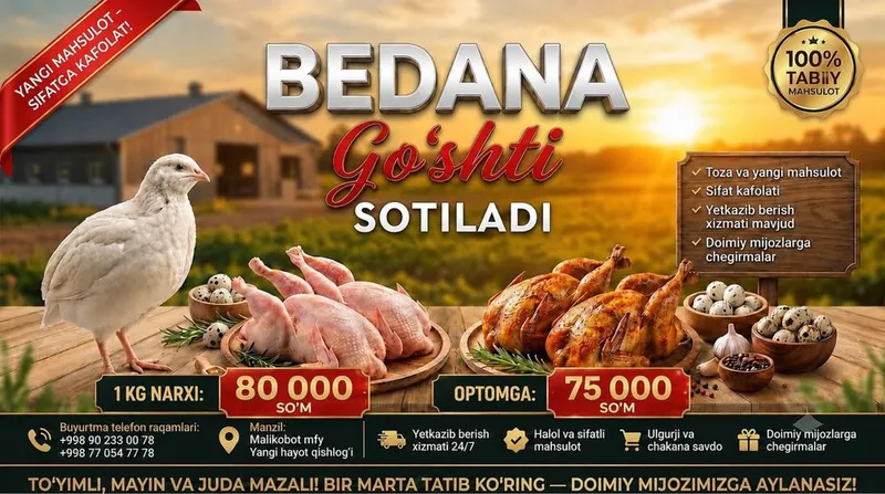 Bedana Go’sht yetkazib berish xizmati 1 Bedana Go’sht yetkazib berish xizmati 1