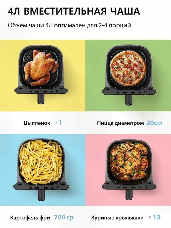 Аэрогриль Comfee CAF-TN40E, 4л, 1600 Вт, 8 рекомендаций, регулировка т — фото 1