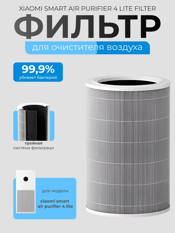 Фильтр для очистителя воздуха Xiaomi 4 Lite Smart Air Purifier (HEPA), серый
