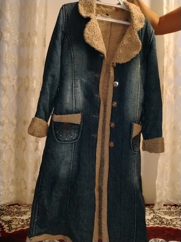 зимний пальто джинсы — фото 1