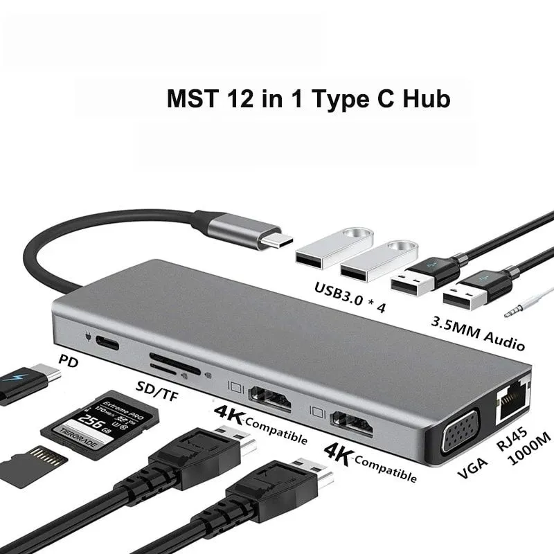 Скидка! Доставка! Type c hub , to 2 port hdmi,lan gb ,usb 3.0, vga ,ca