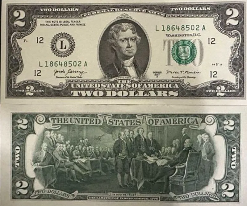 Новые купюры 2 доллара сша.