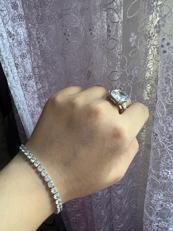 Серебряное кольцо и браслет теннисный подарок. 2