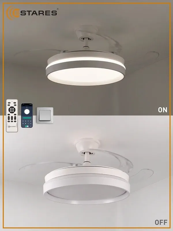Современная люстра с вентилятором LED, белая, 48 см — фото 3
