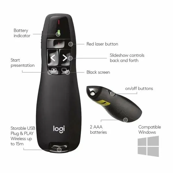 Пульт дистанционного управления Logitech R400, Презентер лазерный — фото 2 Пульт дистанционного управления Logitech R400, Презентер лазерный — фото 2