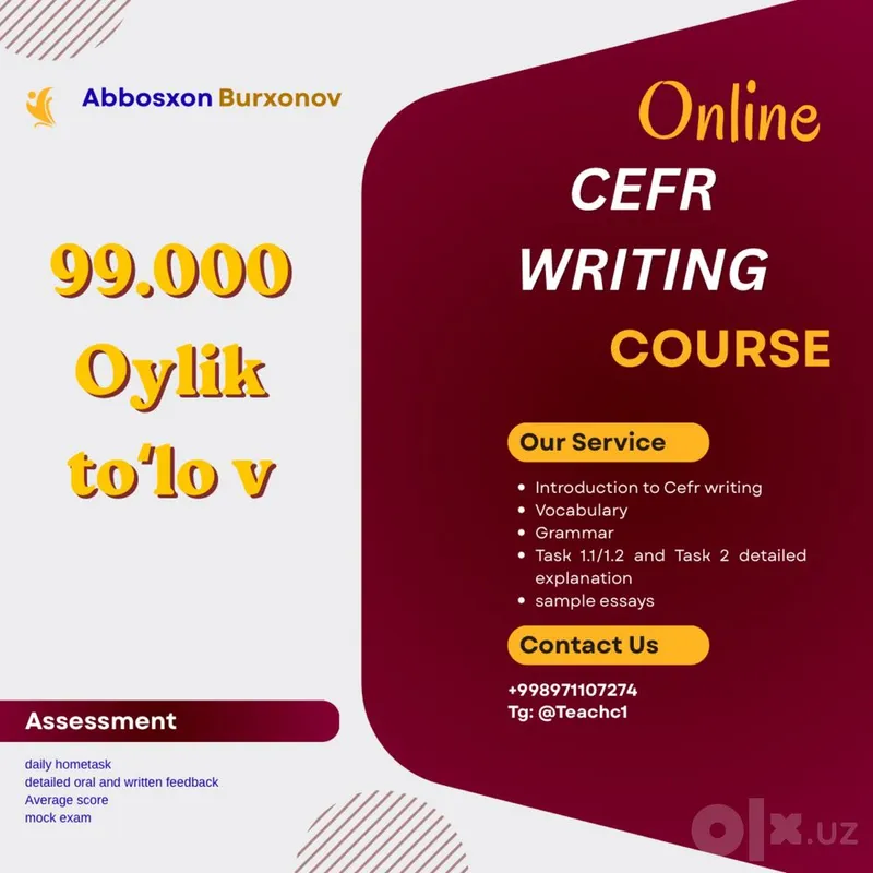 Online Multilevel (CEFR) Writing kurs 99.000 evaziga 1 Online Multilevel (CEFR) Writing kurs 99.000 evaziga 1